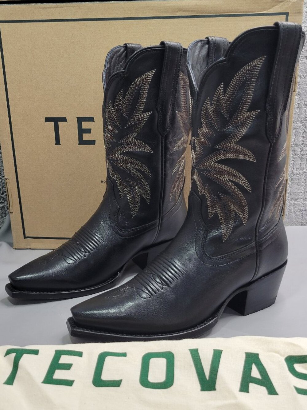 Tecovas the Sadie Women's Size US 8B Midnight Cowhide Cowgirl Boots - Picture 2 of 13